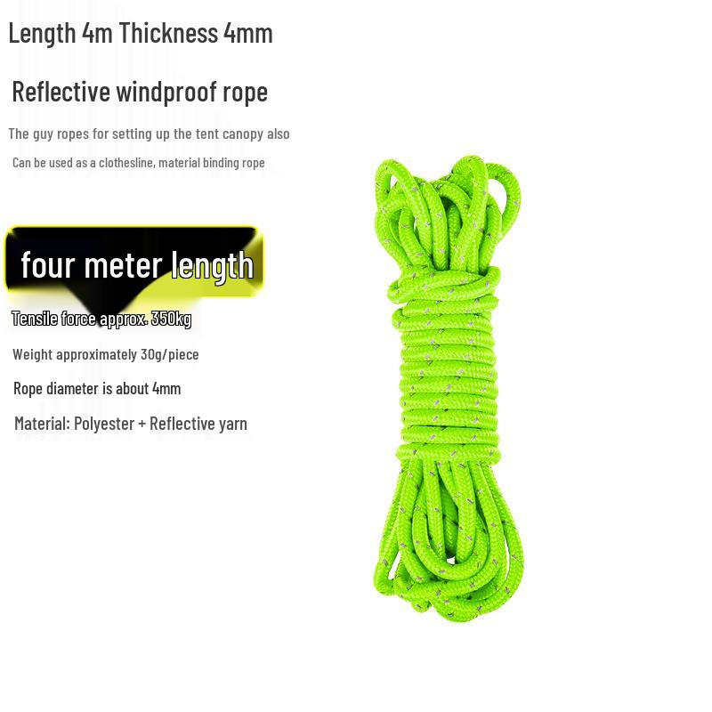 Reflective Wind Rope for Camping Tents - 4mm & 6mm Guy Rope