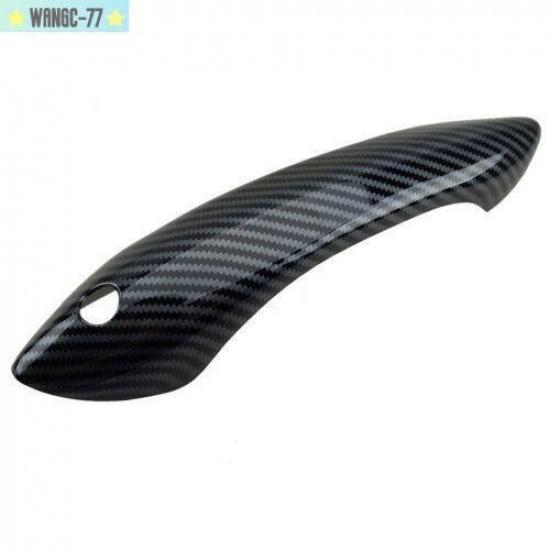 4x/Kit Carbon Fiber ABS Exterior Door Handle Cover Trim Fit For 5 Series