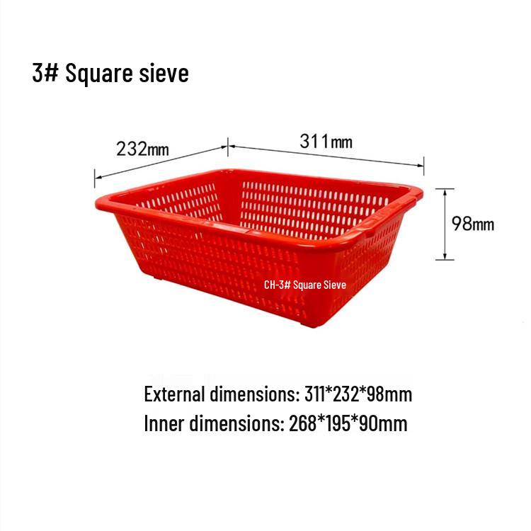 Sturdy Square Plastic Sorting and Draining Basket for E-commerce and Warehouse