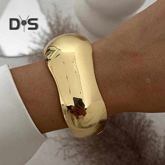 Gold Silver Bangle Bracelets Hiphop Wide Cuff Bangle Bracelet Irregular Wave Armband Jewelry for Women And Men