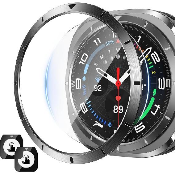 [2+1] Goton Metal Bezel for Samsung Galaxy Watch Ultra 47mm Screen Protector, Auto-Alignment Installation Kit Tempered Glass Screen Protector, Metal