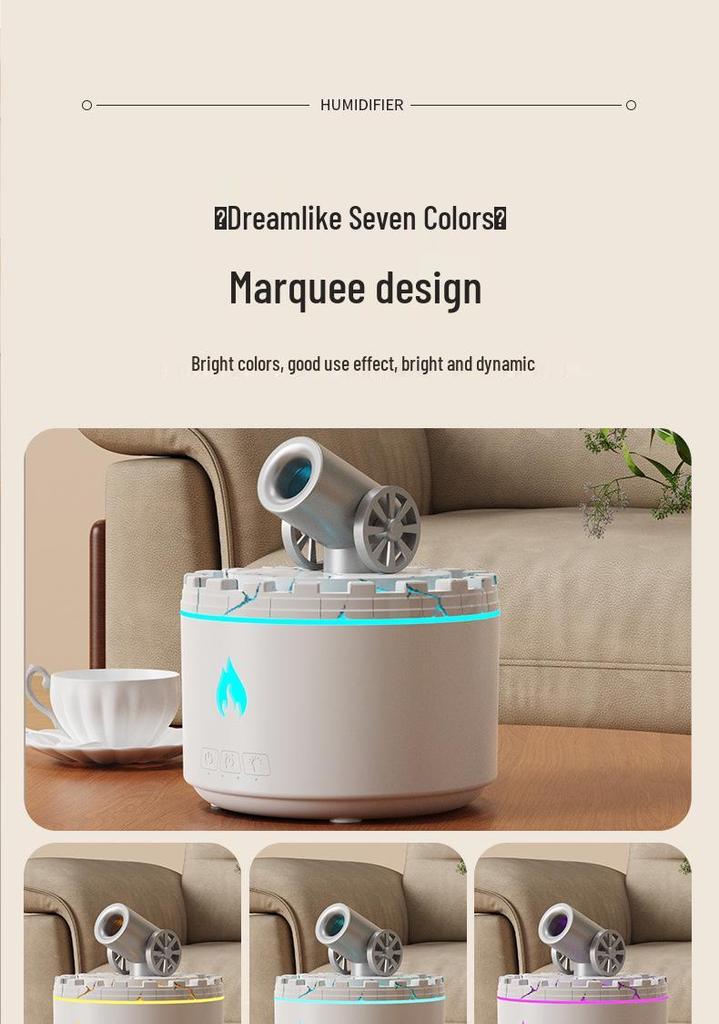 Creative Mini Canon Aroma Diffuser: Desktop Air Atomizing Volcano Humidifier