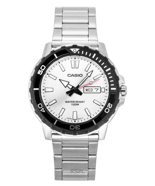 

Casio Стандартные аналоговые часы из нержавеющей стали с серебристым циферблатом, кварцевые MTD-125D-7AV 100M, мужские серебряный