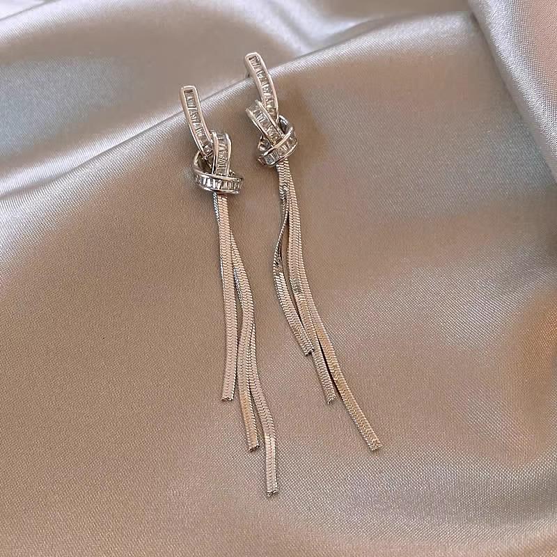 Women's High-End Tassel Dangle Earrings - Light Luxury Silver Needle, 2025 New Collection