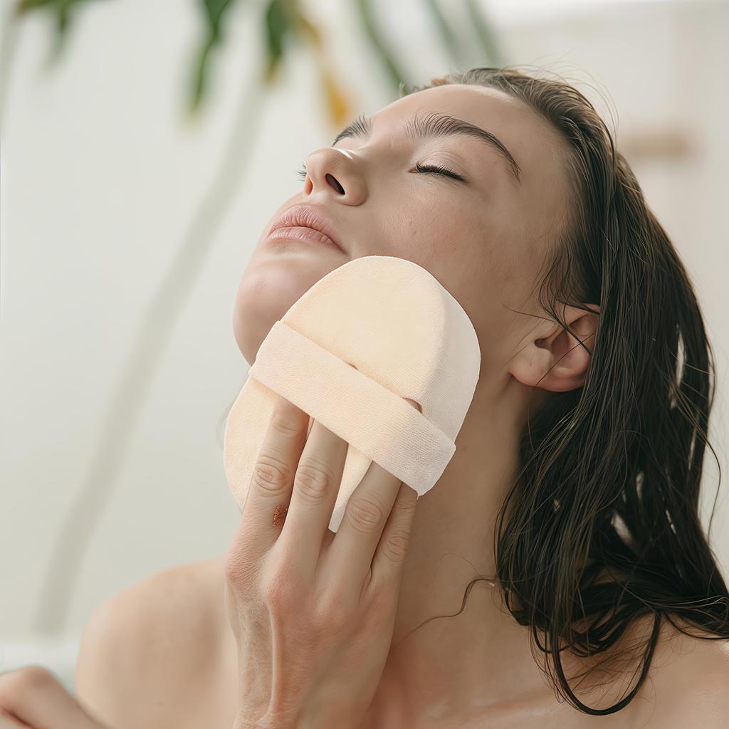 Loofah Sponge Pad - Natural Loofah and Terry Cloth Shower and Bath Body Scrubber, Smooth Skin, Essential Personal Care