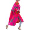 Mode Frauen Gedruckt Tasche Jacke Oberbekleidung Strickjacke Mantel Lange Trenchcoat
