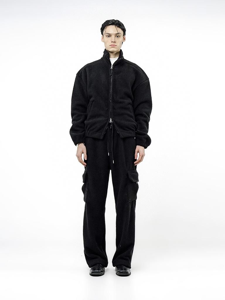 Chaenseseunoi Fleece String Cargo Pants - Black /M244Pt05Bk