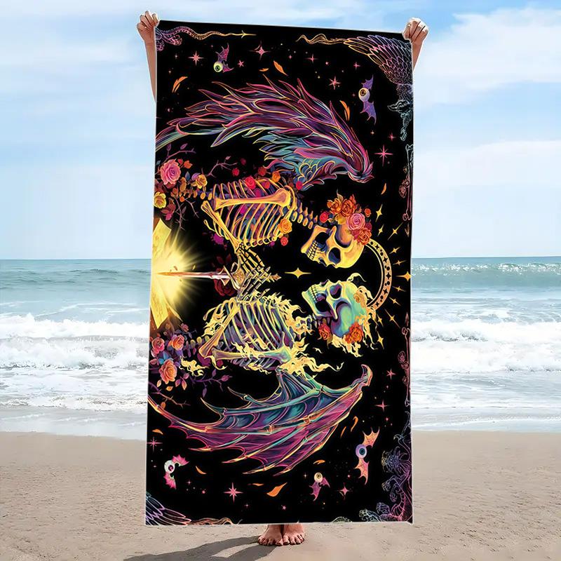 Love u to the Death Skull ( Print Beach Towel, Large Soft Quick Dry Towel for Beach Camping Swimming