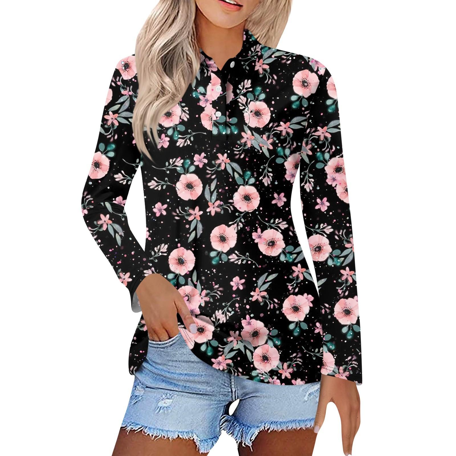 

Женская модная повседневная рубашка с отворотом и длинным рукавом с принтом, женские топы на пуговицах L