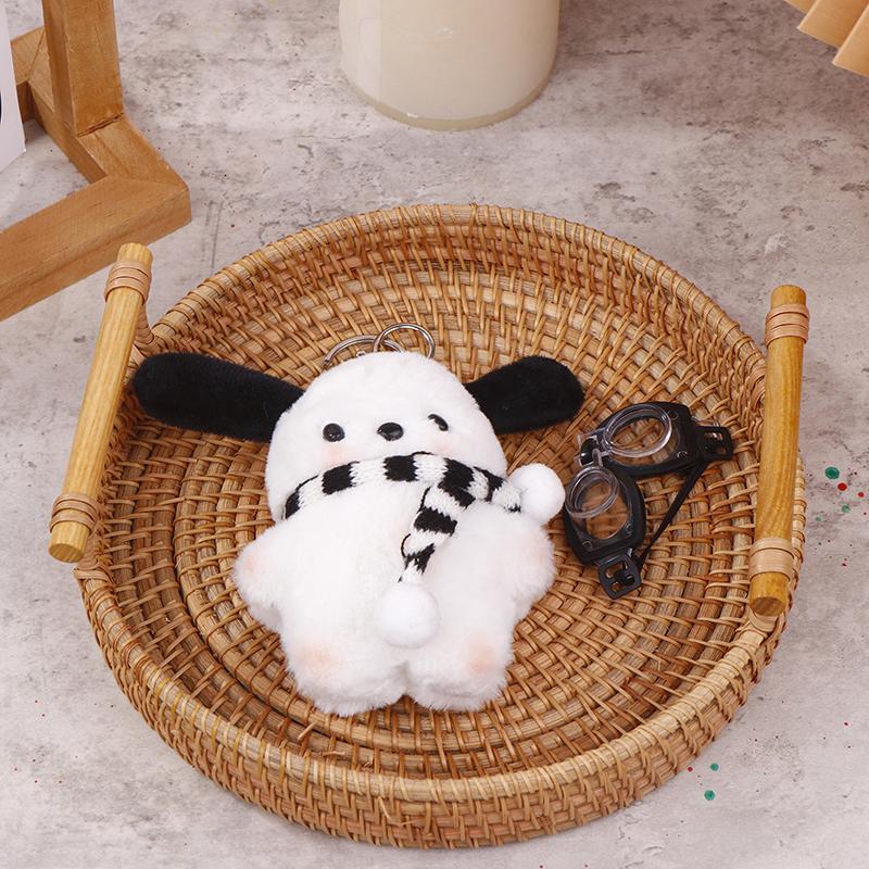 Swim Goggles Pochacco Plush Toy Cartoon Scarf Puppy Pendant Soft Stuffed Doll Keychain Car Key Ring Backpack Bag Decor