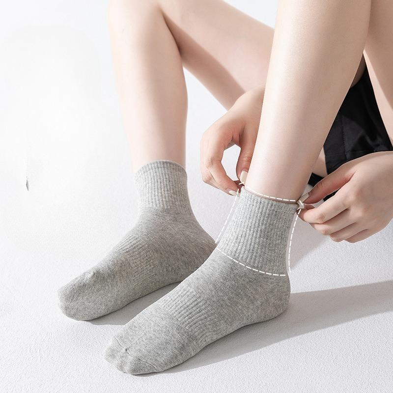 Long-staple Cotton Socks In Solid Color, Antibacterial, Corset, Breathable and Odor-resistant, Business and Casual Pure Cotton Long Stockings