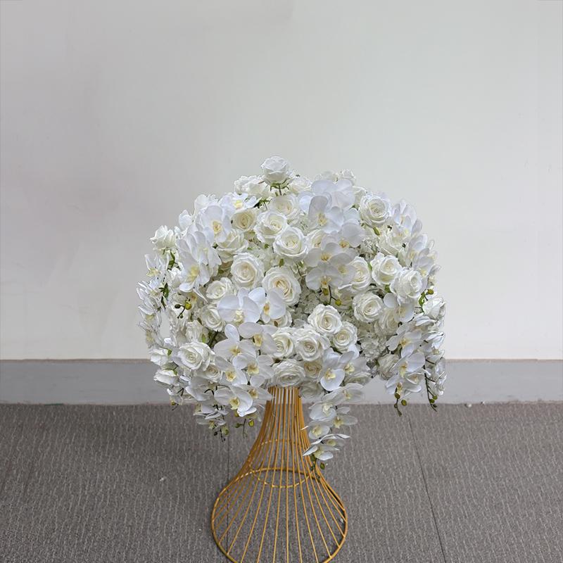 

Роскошный искусственный белый шар из роз и дельфиниума, свадебный декор, центральные элементы стола, аксессуары, цветочная композиция, реквизит для мероприятия 50CM