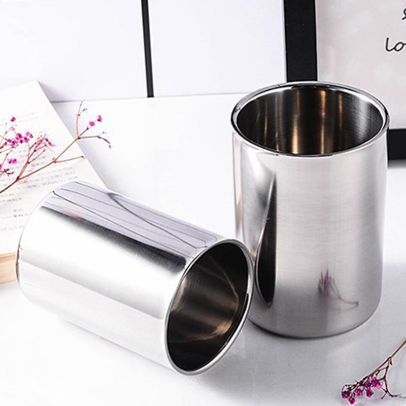 Stainless Steel Double Wall Silver Coffee Beer Mug Portable Travel Water Cup Tea Milk Mugs Drinkware 350ml/500ml