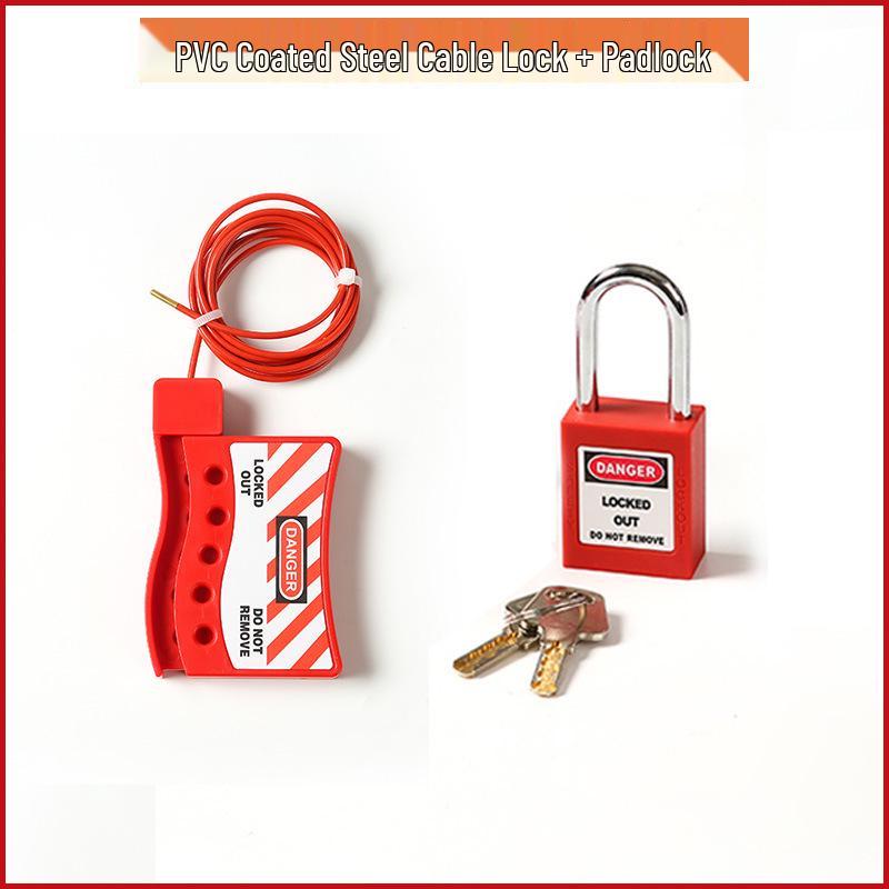 Adjustable PVC-Coated Stainless Steel Cable Lock with Hanger for Industrial Valves