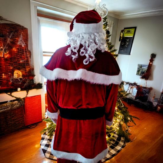 Santa Claus Costume Set Velvet Adult Suit Traditional Red Velvet Santa Ensemble Complete Accessories Performances Clothes
