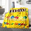 Name Custom Cute M&M Print Flannel Blanket High Quality Warm Comfortable Cover for All Seasons Perfect for Gifts Home Decor