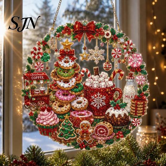 Sunlight Reflecting Ornaments Christmas Faux Diamond Art Ornament, DIY Santa Claus Sun Catcher Kit, Rhinestone Parent Child Interactive Crafts
