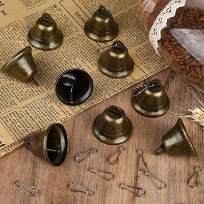 Small Bell Christmas Ornaments Vintage Brass Jingle Bells with Hook for Hanging Wind