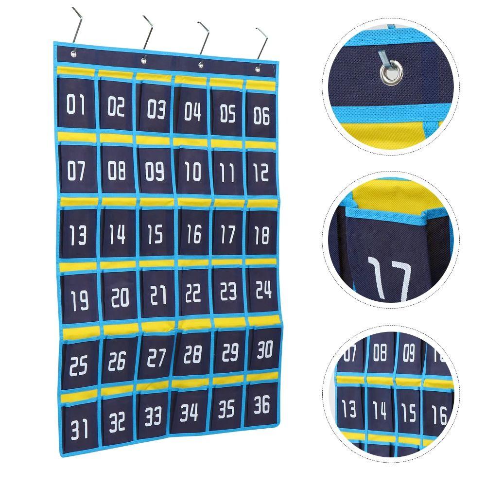 30/36/42/48 Grids Phone Hanging Bag Wall-mounted Numbered Phone Storage Bag Thickened Door Hanging Bag School Wall Door Decor