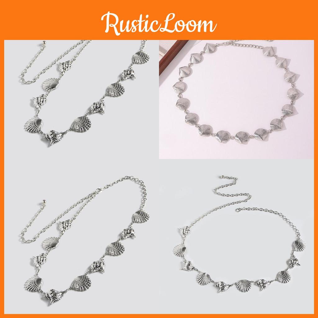 Vintage Style Metal Shell Waist Chain With Hook For Holiday Beach Outfit