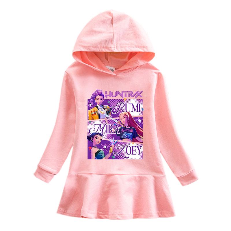 Kpop Demon Hunter Rainbow Princess Hooded Dress for Girls