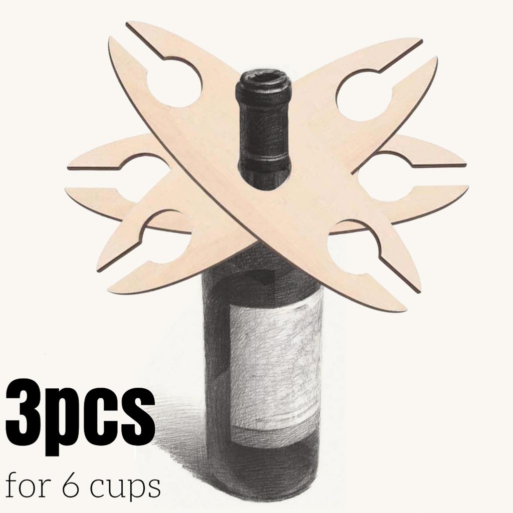 1/3pc Stackable Wooden Wine Rack Space-Saving Glass Cup Holder for Wine Enthusiasts Home Living Room Bar Display Wine Bottle Rac