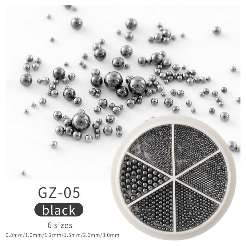 1 Box Mini Small Stainless Steel Caviar Beads Nail Art Decorations Silver Rose Gold Micro Ball Charm Gel Polish Tips