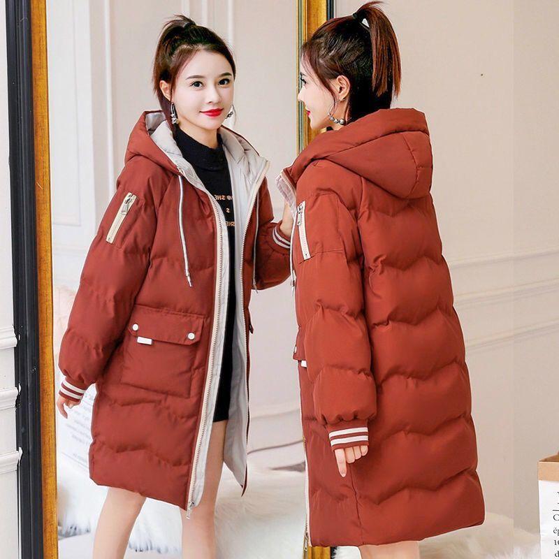 Mittellange Daunenjacke für Damen Lockere Baumwollwattierte Jacke Winterbekleidung Warme Baumwollwattierte Jacke