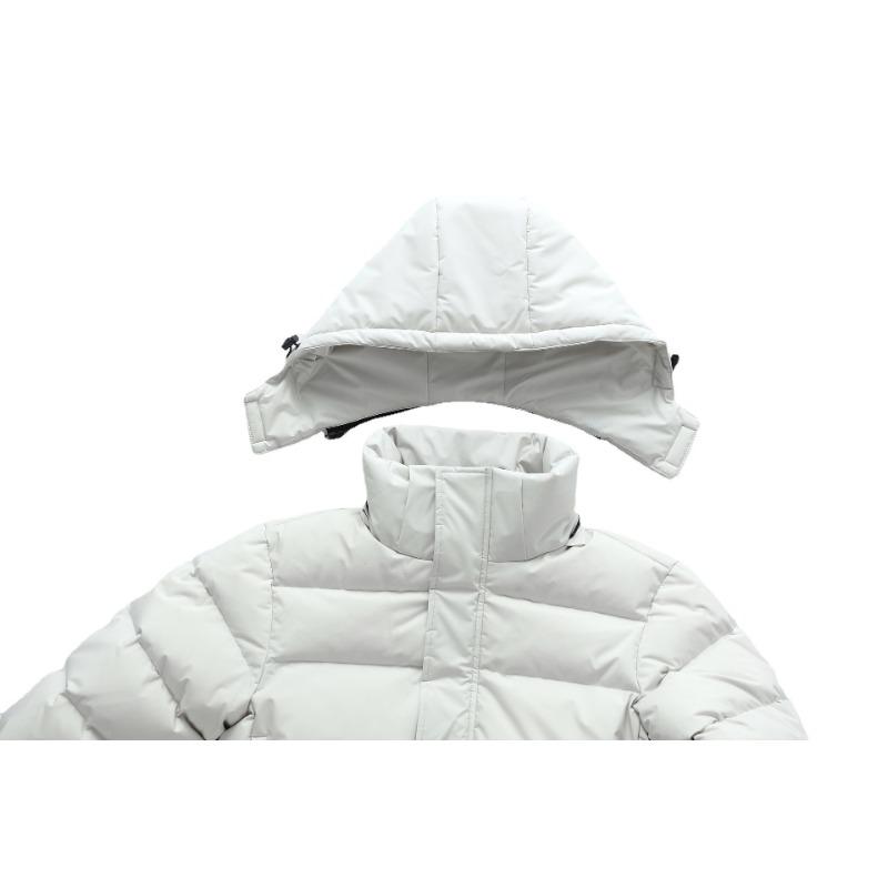 Down Jacket Men's Long Over-the-knee Men's Winter Thickened White Duck Down Hooded Jacket Couple School Uniform Tide