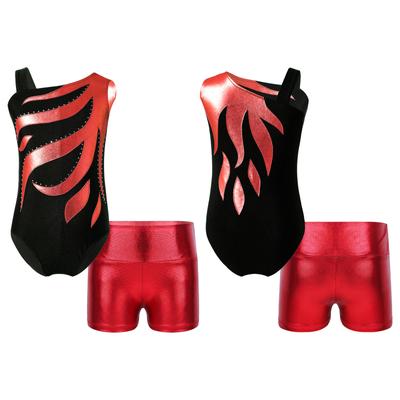 Girls Sleeveless Gymnastics Leotard and Shorts Kids Ballet Dance Unitard Biketard