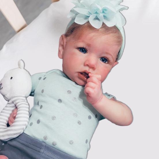 Muñeca Reborn de plástico hecha a mano con pestañas largas y adorables, con ropa, regalo de cumpleaños para niños pequeños