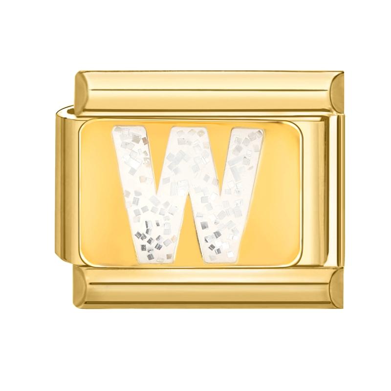 Fashion Golden 26 Letters A-Z Italian Links Charm Beads 9mm Stainless Steel Bracelet Jewelry DIY Hand Making