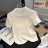 Lapel Knitted Sweater Short-sleeved T-shirt Women's Summer New Thin T-shirt, Fashionable Temperament and Thin Top Women