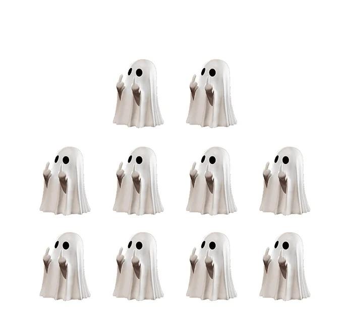 Resin Ghost Middle Finger Statue Cute Naughty Party Scene Desk Decor Gift Small Sculpture For Friends Home Decor All Saints' Day