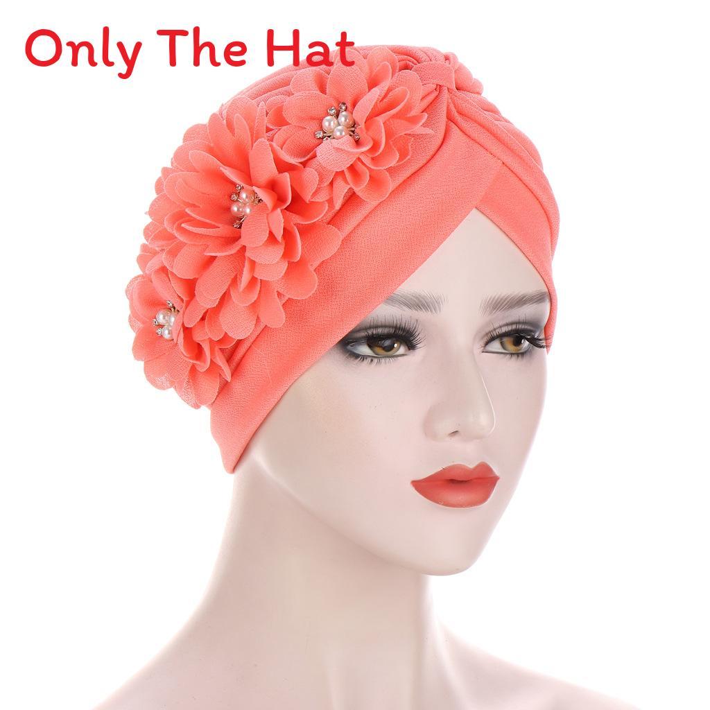 Polyester Headscarf Hat With Floral Embellishments For Fashionable Outdoors