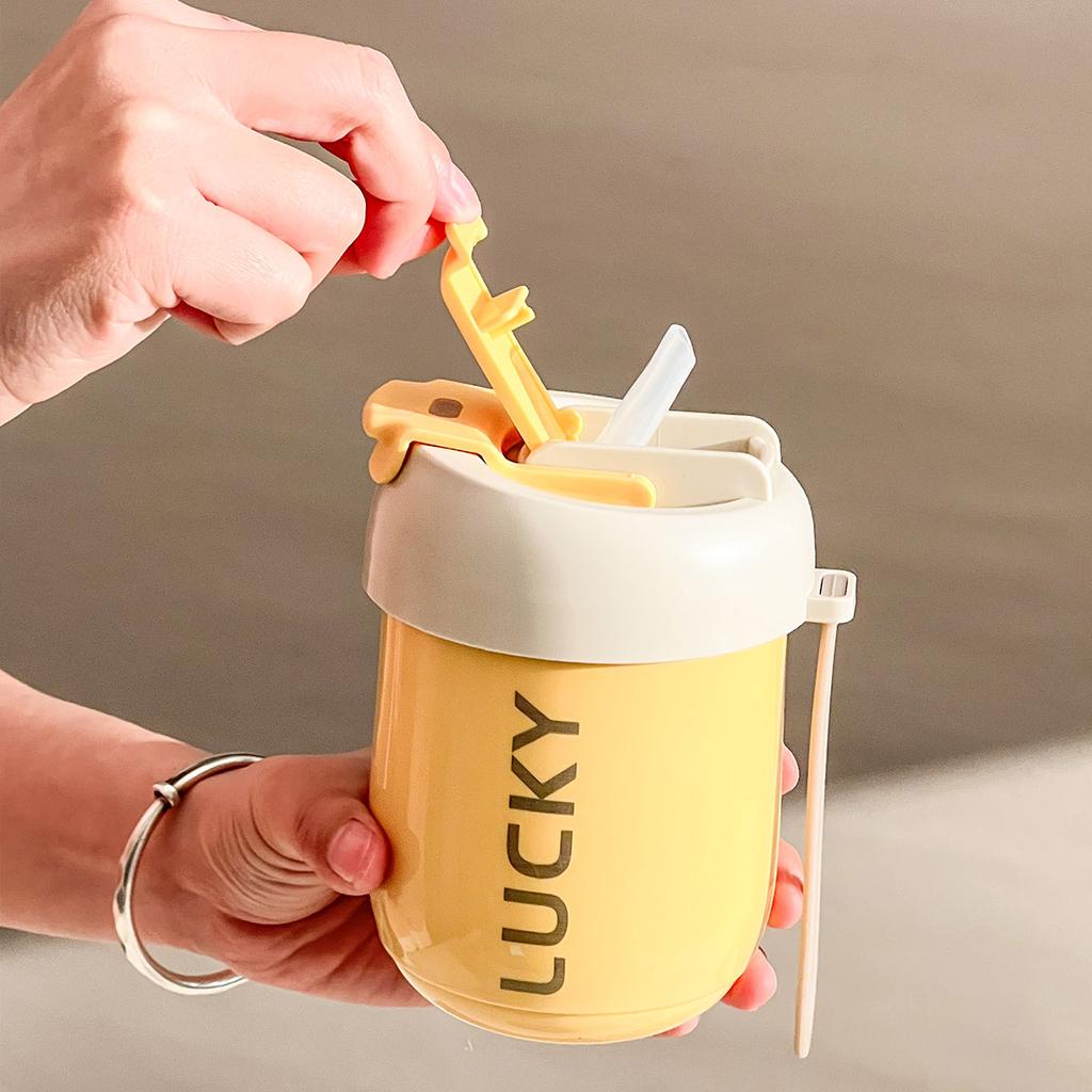 316 Stainless Steel Water Cup With Straw Detachable Double Wall Insulated Milk Coffee Mug Sealed Drinking Cup For Kids