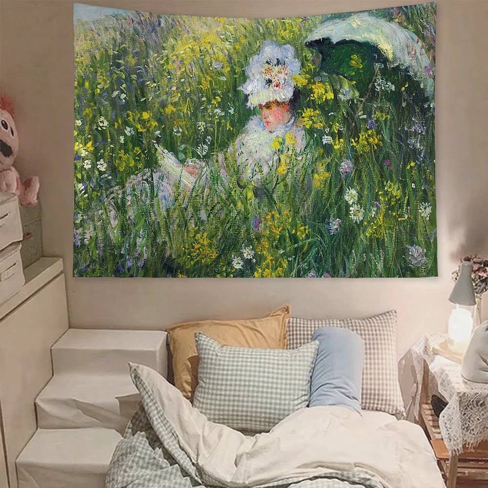 Claude Monet Tapestry Wall Hanging Tapestry Art Deco Blanket Curtain Hanging At Home Bedroom Living Room Decor