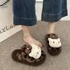 Fashion Sweet Girl Fluffy Slippers Women's Shoes 2025 Autumn and Winter New Outer Wear Casual Cotton Slippers