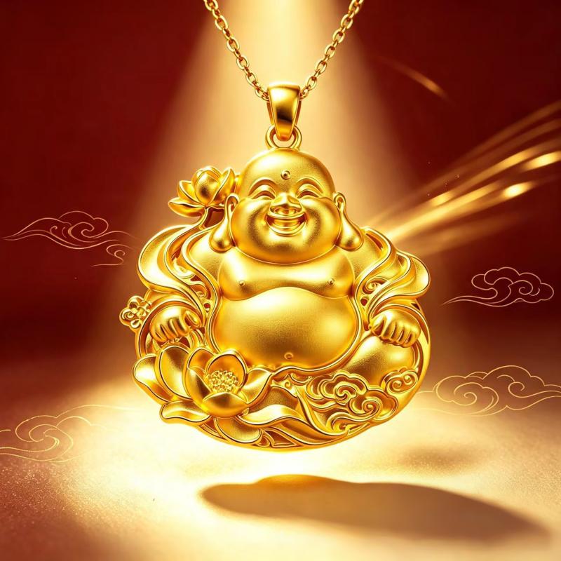 Traditional Chinese Style Gold Pendant 3D Embossed Matte Finish Auspicious Designs For Daily Wear Gifting Jewelry Collection