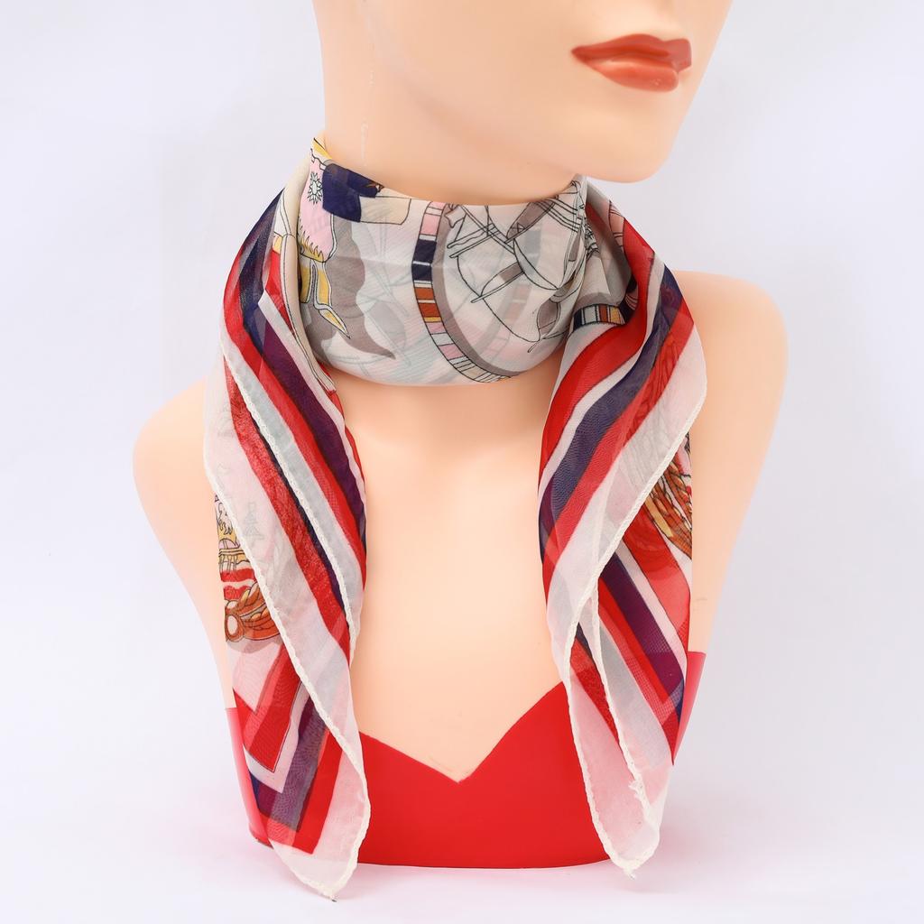 Women Retro Print Square Silk Scarf Soft Satin Small Scarf Multifunctional Hair Tie Bag Decor Wrap Elegant Business Matching Accessory