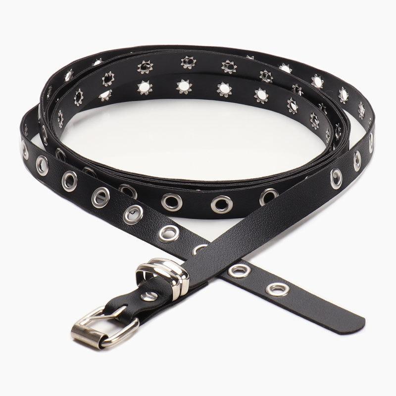 Y2k Fashion Punk Belt For Women With Double Ring Rivets For Daily Wear And Street Outfits