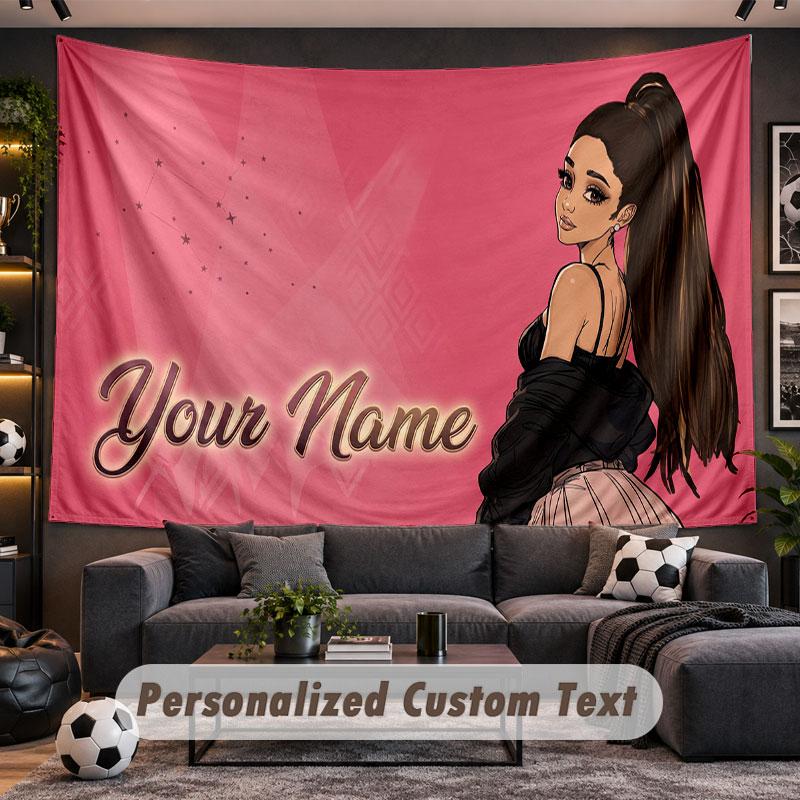 Wandbehang Wandteppich Benutzerdefinierter Name Ariana Grande Muster Personalisiert Bedruckter Stoff Wanddekoration
