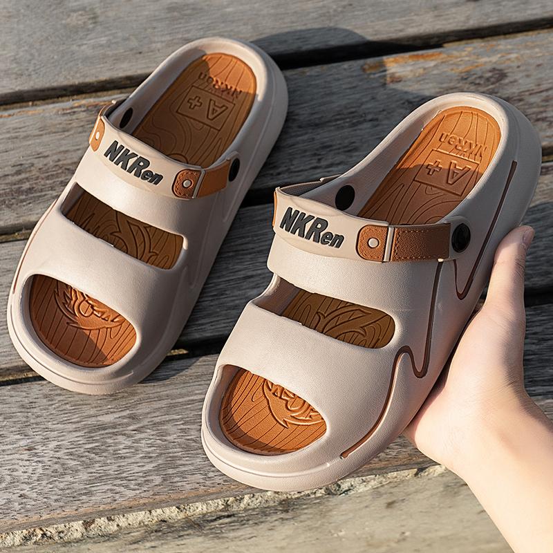 Fashion Men Slippers Platform Non-slip Outdoor Flip Flops Fashion Lightweight Two-Wear Walking Indoor Sandals Outdoor Beach Shoe for Men