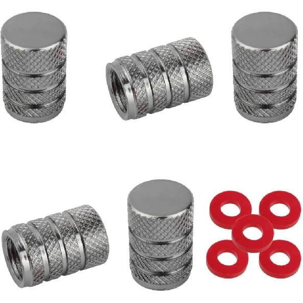 WINKA 5Pcs Car Tire Valve Stem Caps Round Aluminium Alloy Dustproof Tire Valve Stem Covers Universal for Cars with O Rubber Ring Wheel Valve Cap Tire