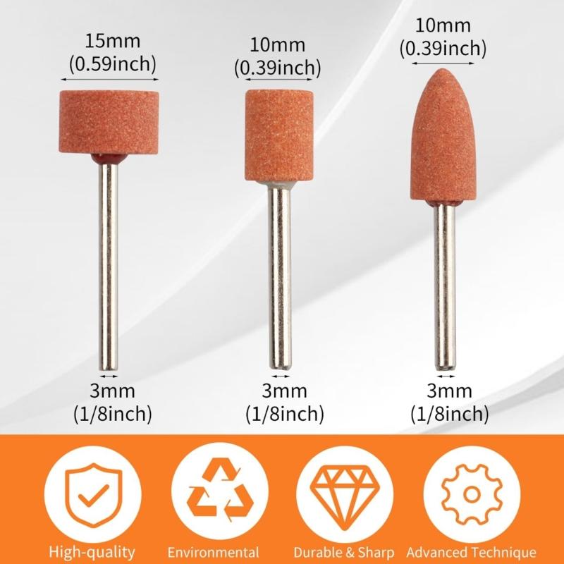 120Pieces Sanding Bit for Rotary Tool Grinding Stone Sanding Drill Bit with 1/8" Shank Aluminium Oxide Stone Ceramic