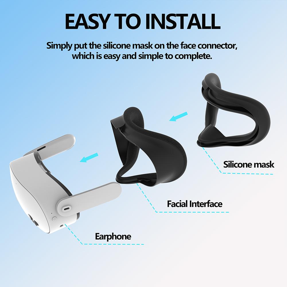 Para Meta 3s VR Óculos Sombreamento Silicone Máscara Acessórios VR Leve Máscara Facial Conforto F2Q4