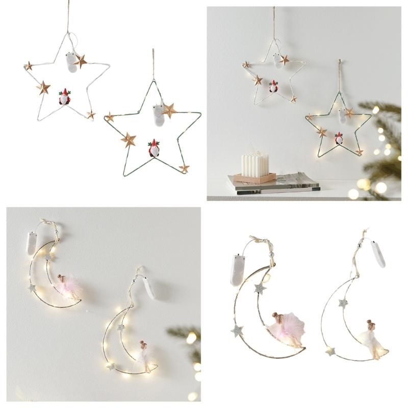 Five-Pointed Star/Moon Decorative Pendant Winter Ceiling Window Ornament Elegant Wall Hanging Christmas Tree Decoration