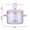 1500ml Pink Glass Binaural Pot Transparent Borosilicate Heat-resistant Soup Stock Pots Noodle Soup Bowl Kitchen Cooking Cookware