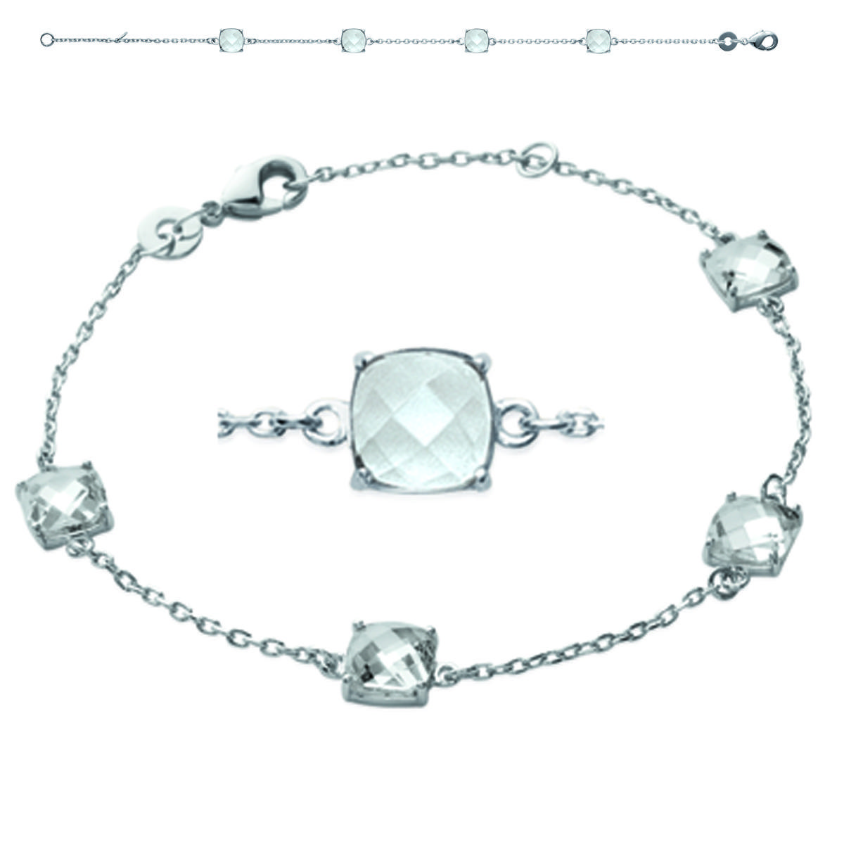 

Les Trésors De Lily [K3386] - Серебряный браслет Unique белое серебро (родий) - 6 мм