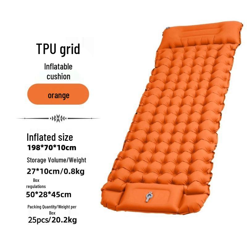 Inflatable TPU Camping Pad with Foot-Pump and Connectable Design for Hiking and Mountaineering